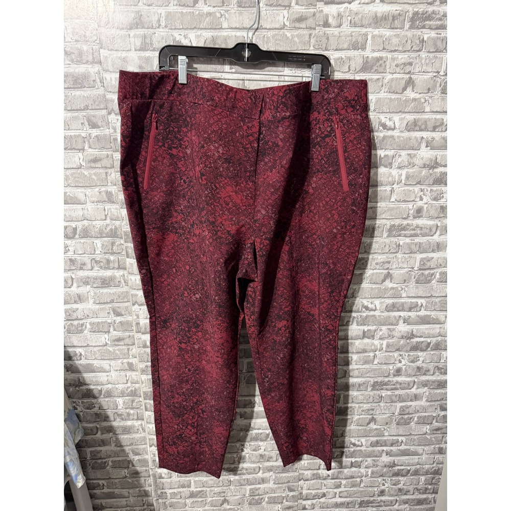 Lane Bryant Allie Red Snakeskin Print Ankle Pants Size 26 NWT Side Zip Pockets